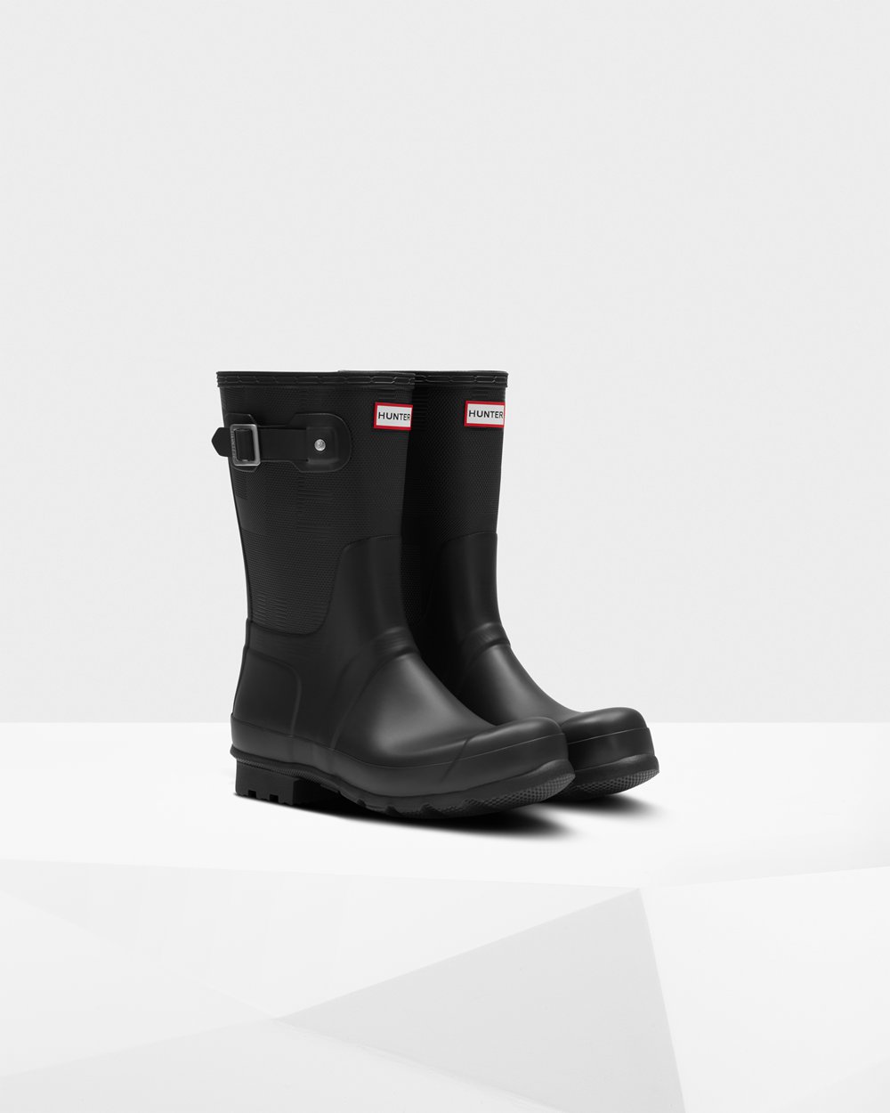 Botas de Lluvia Cortas Hunter Hombre - Original Exploded Logo Texture - Negros - WOQKZPC-90